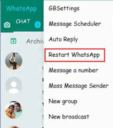 restart gb whatsapp